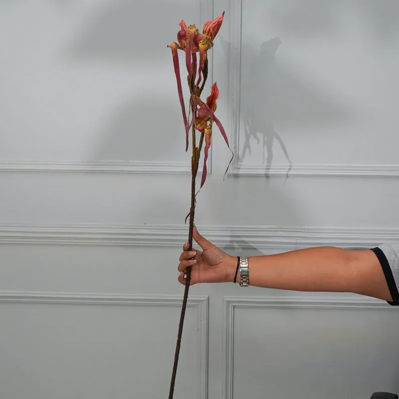 Faux Paphion Orchid Flower Stick (Red) - 31 CM media 1