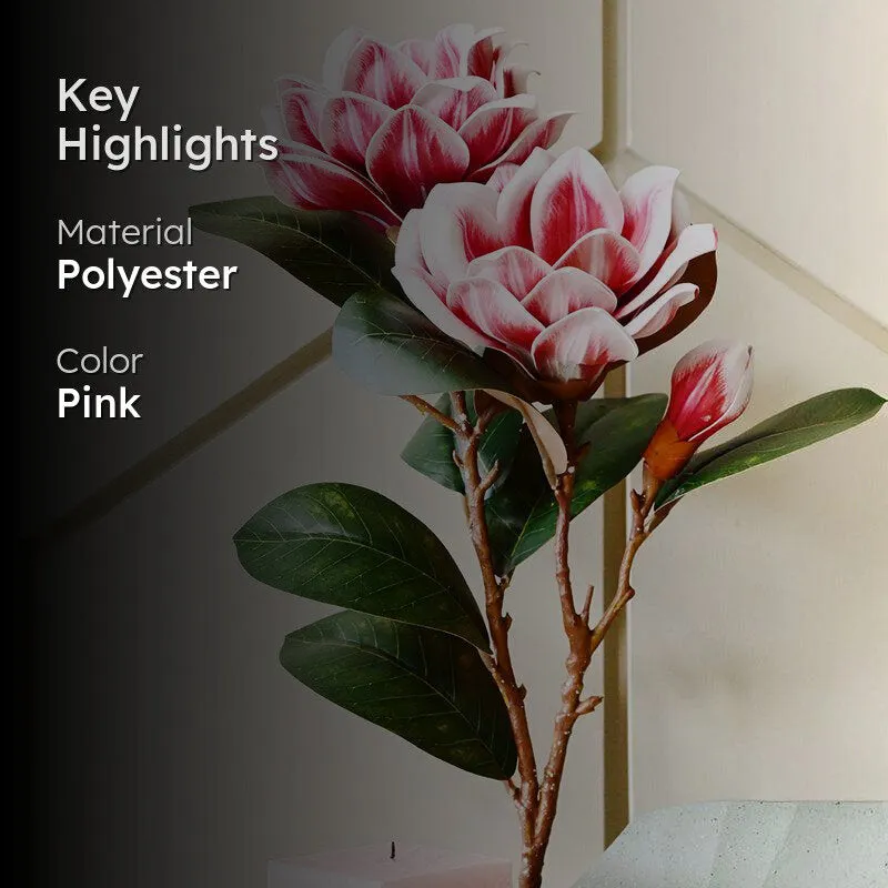 Artificial Magnolia Polyester Flower Stick - Pink media 2