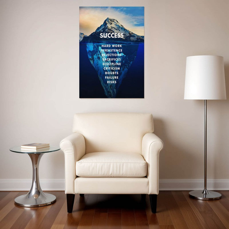 Mountain of Success Wall Poster - Blue