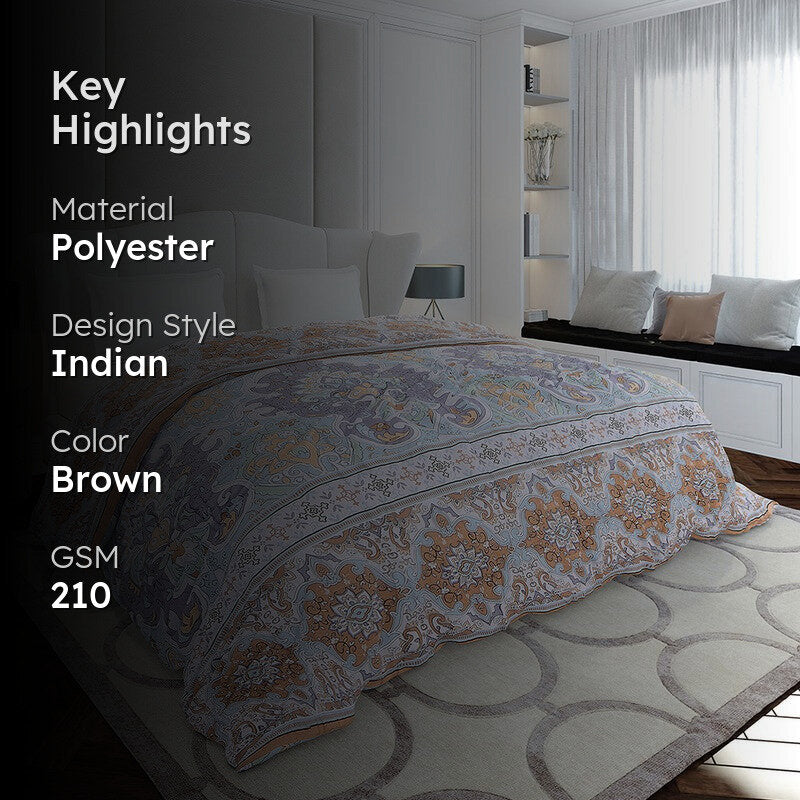 Monte Carlo Prismpath Ethnic Print Polyester Duvet Covers (Brown) - 210 GSM media 2