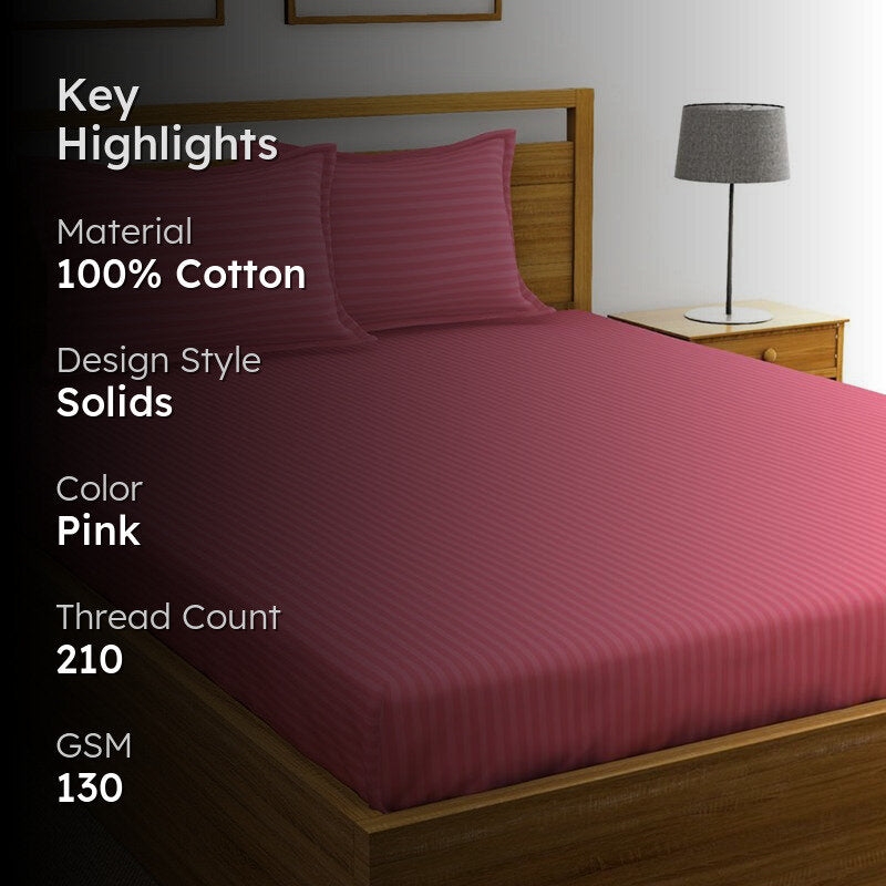 Lexi Stripes Cotton Bedsheet (Coral) - 210 TC media 2