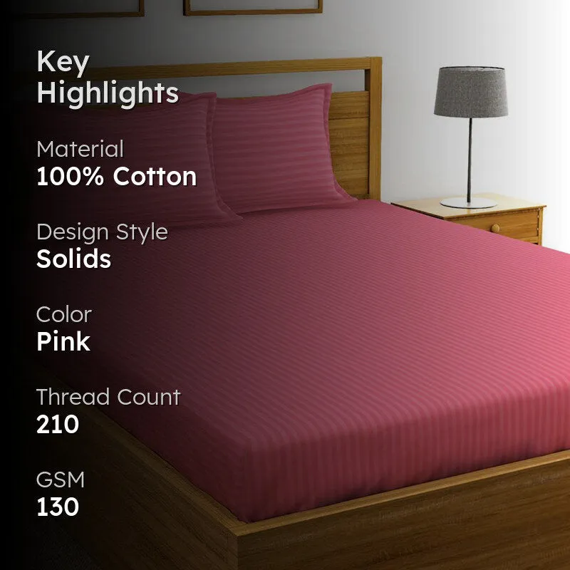 Lexi Stripes Cotton Bedsheet (Coral) - 210 TC media 2