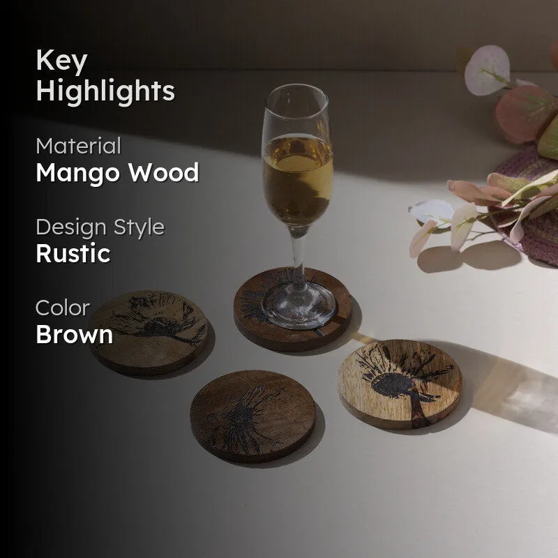 Dandelion Charm Mango Wood Coaster - Set Of Four media 2