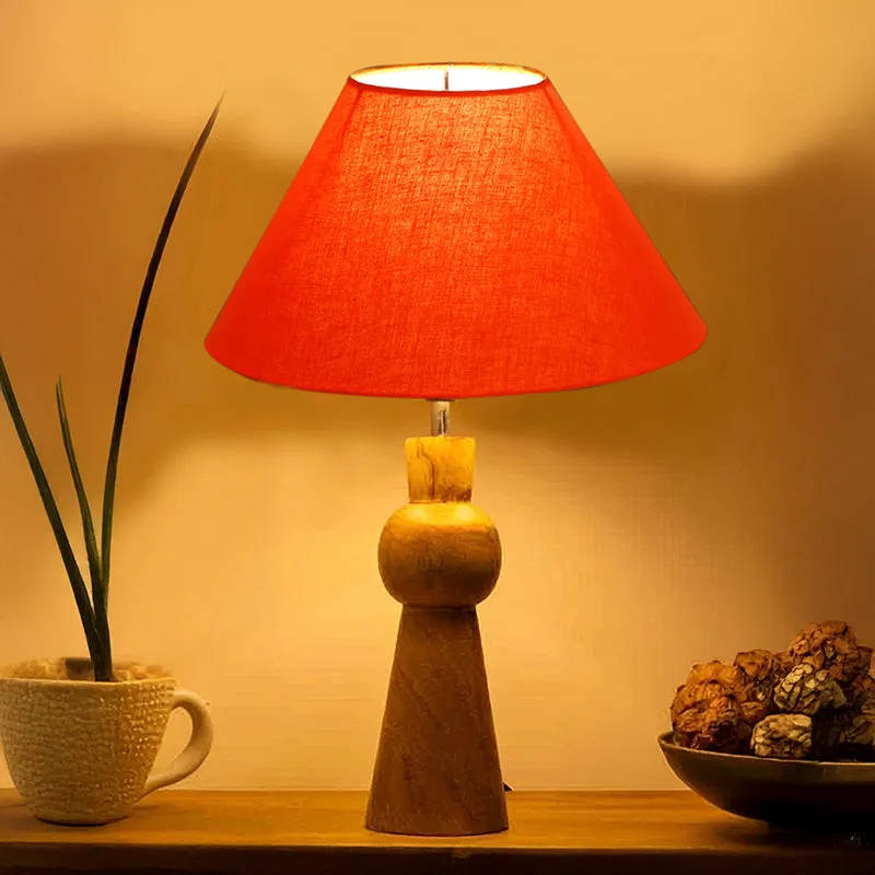 Angler Neo Wooden Table Lamp - Orange,Brown media 1