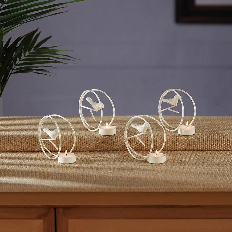 Alaiza Chirp Tealight Candle Holder (White) - Set Of Four media 1