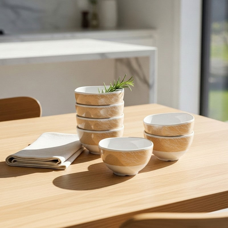 Golden Branch Melamine Snack Bowls (310 mL Each) - Set of Six - 310 mL
