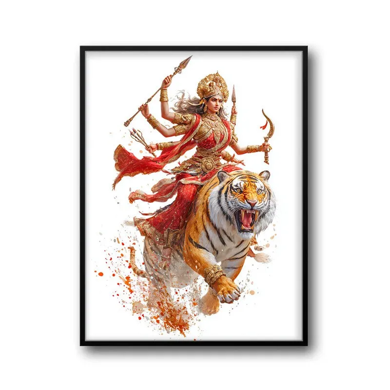 Maa Durga With Tiger Archival Paper Wall Art media 7