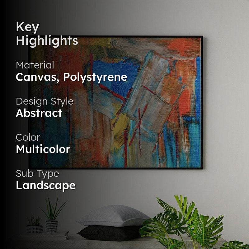 Abstract Color & Contour Canvas Wall Painting - Black Frame media 2