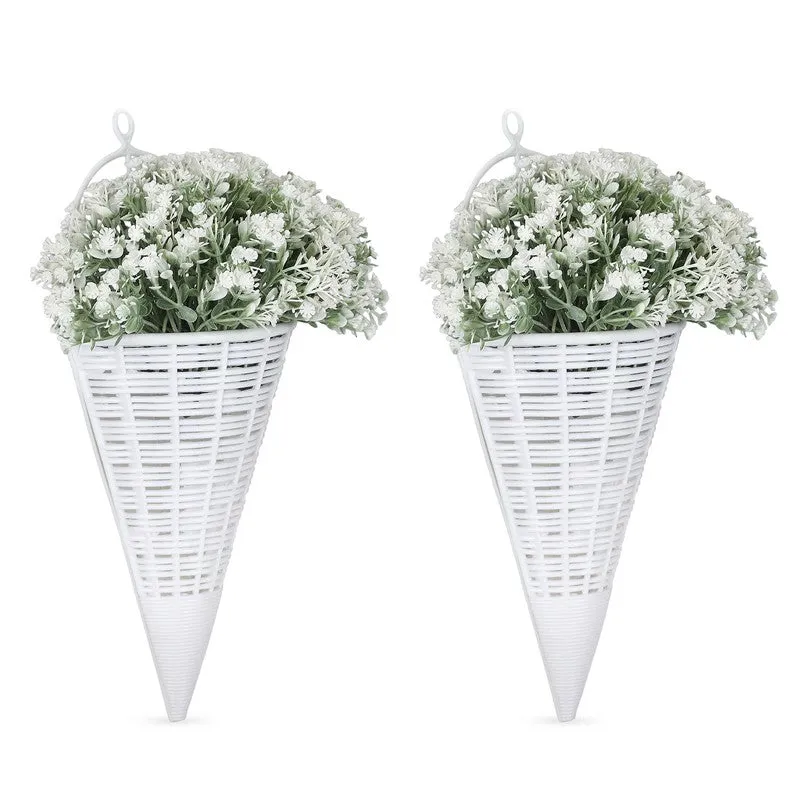 Artificial Flowers (White) with Pot - Set Of Two media 5