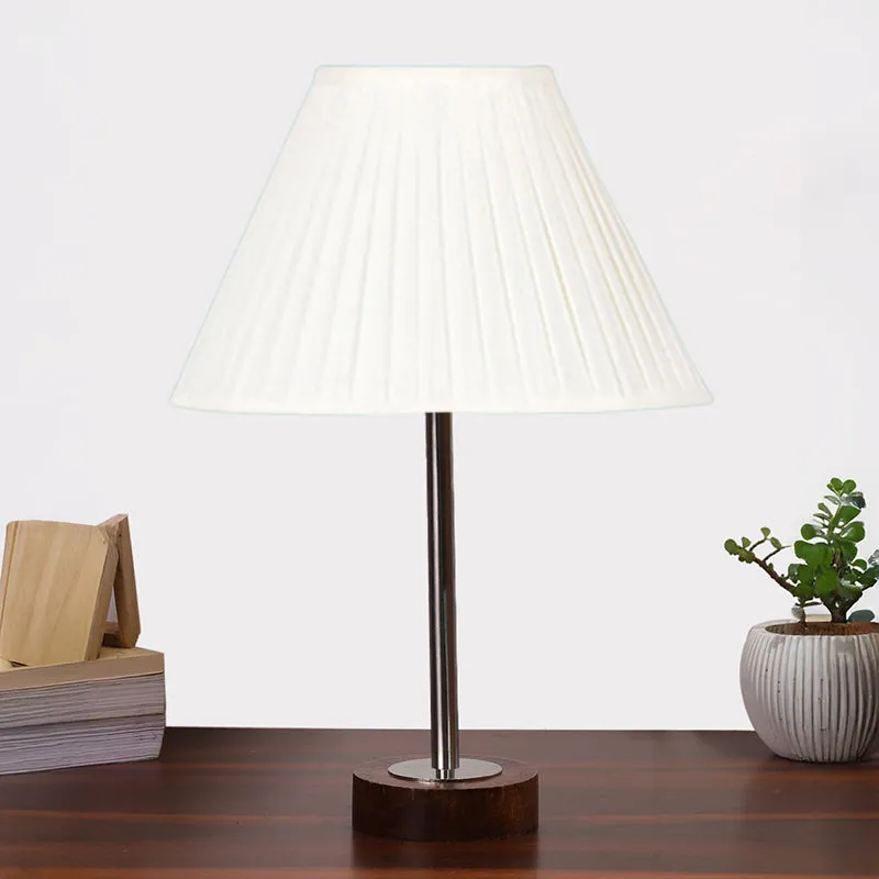 Pleatra Rodin Wooden Table Lamp - OffWhite,Silver,Brown media 3