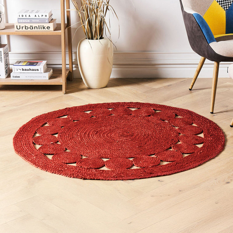 Knot Theory Braided Jute Area Rug - Red media 4