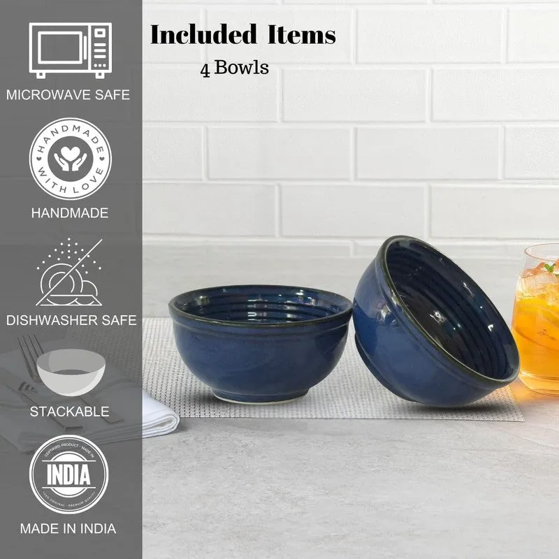 IndiLuxe Ceramic Snack Bowls (Blue, 200 mL Each) - Set Of Four media 6