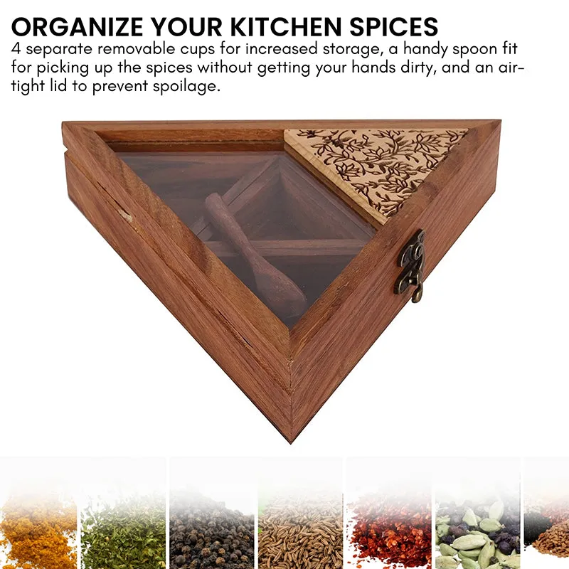 Garza Sheesham Wood Masala Box - Two Piece Set media 4