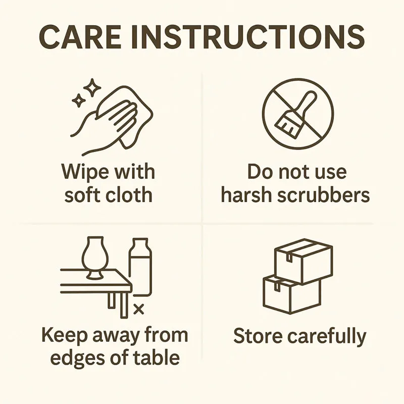 Care instruction icons on a light background