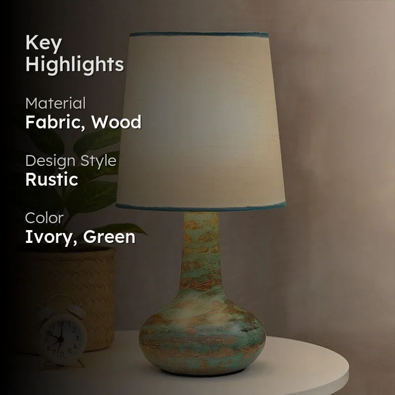 Pelion Fabric Table Lamp - Ivory,Green media 2
