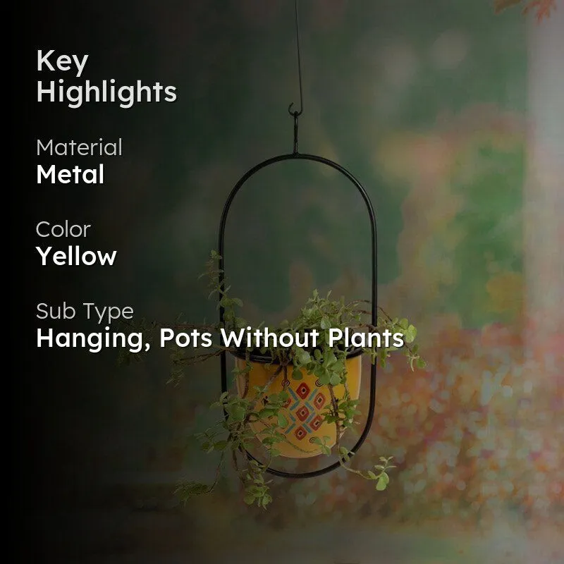 Yellow Love Oval Hanging Planter media 2