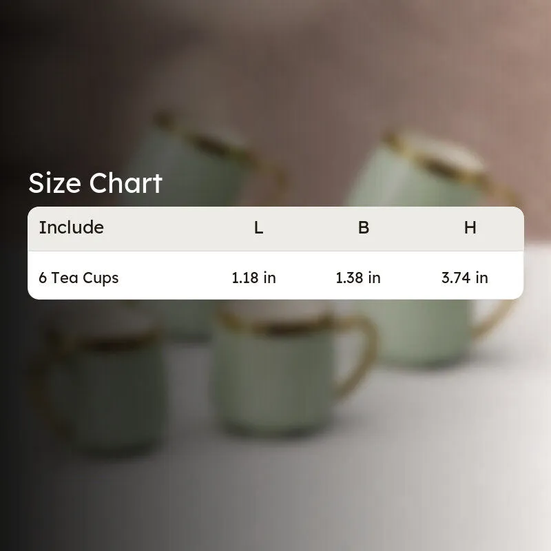 Cupino Porcelain Tea Cup (220 mL Each,Green) - Set Of Six media 6