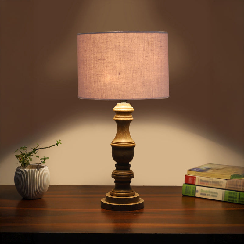 Cotin I Carve Wooden Table Lamp - Grey,Brown