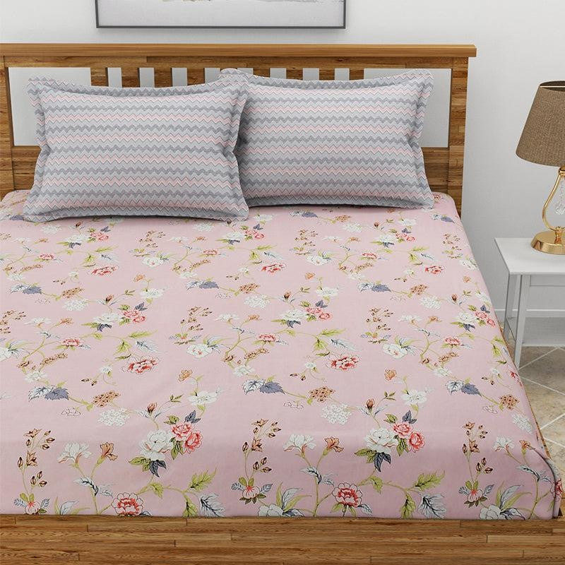 Cicely Floral Microfiber Bedsheet (Pink) - 130 GSM media 3