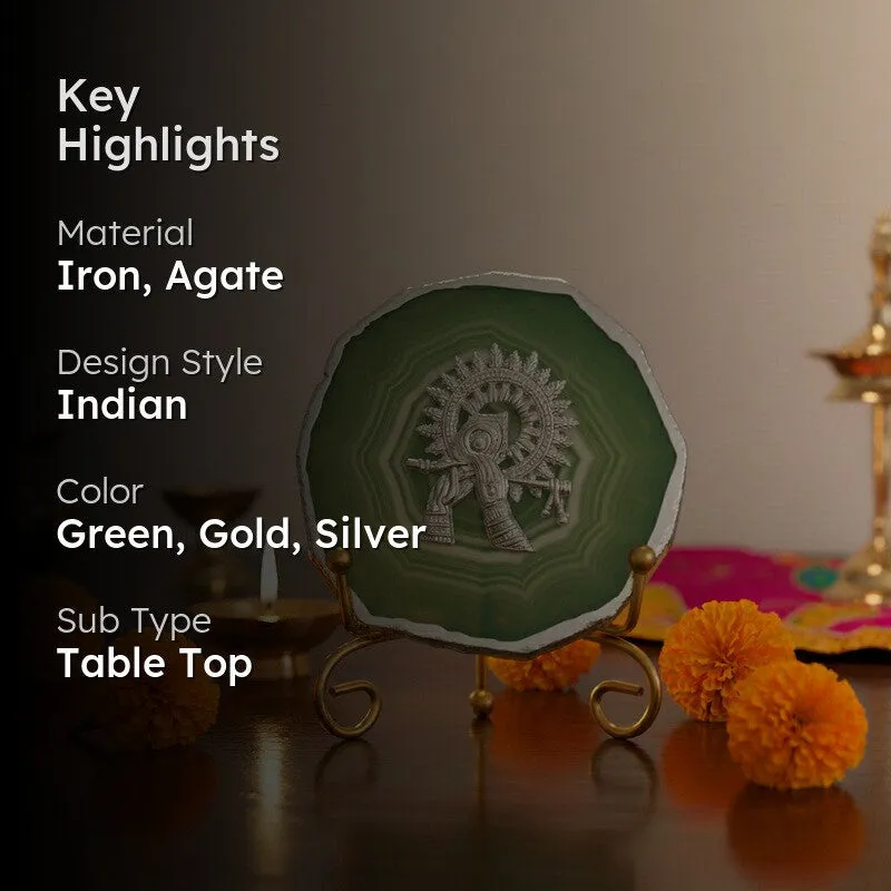 Divine Murli Aura Agate Showpiece With Stand - Green media 2