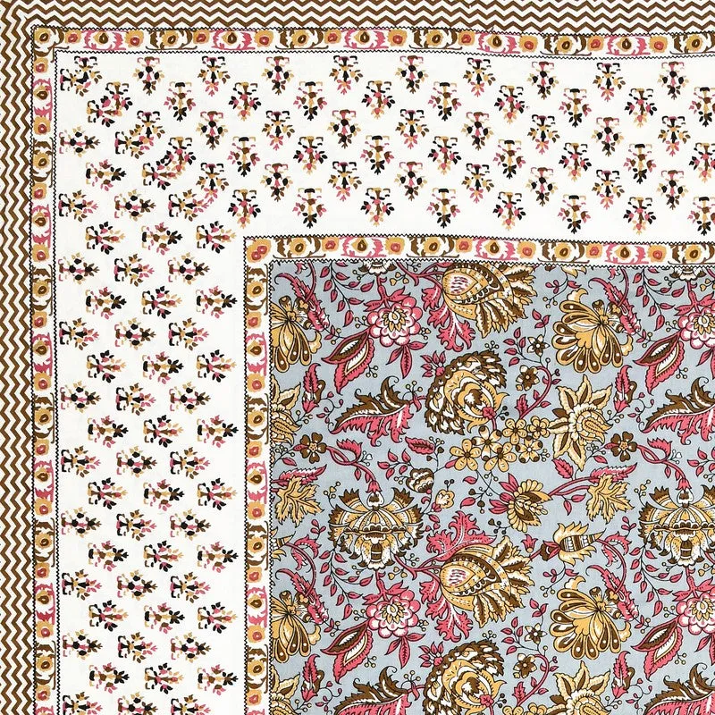BlossomAura Cotton Bedsheet (Pink) - 144 TC media 5