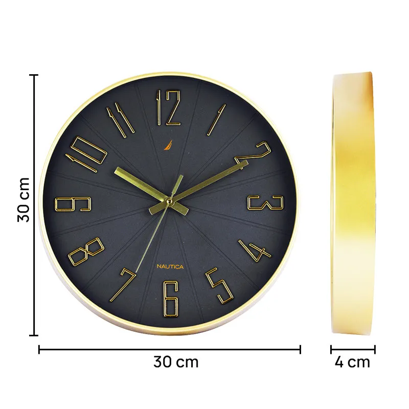 Caldre Analog Wall Clock -Black & Gold - 9