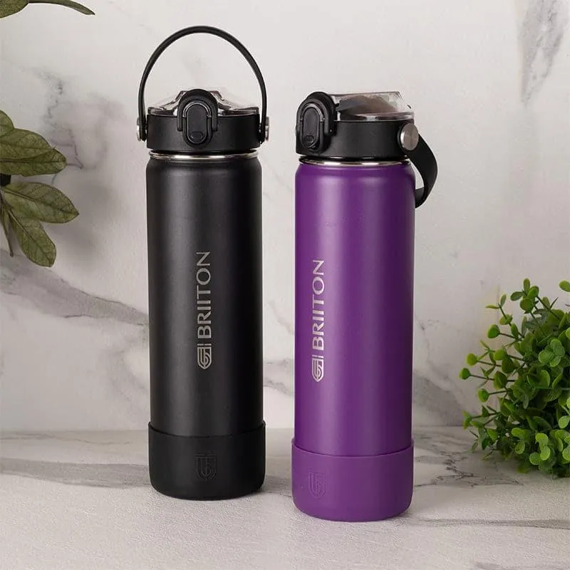 Sip Master Water Bottle (Black & Purple, 750 mL Each) - Set Of Two media 1