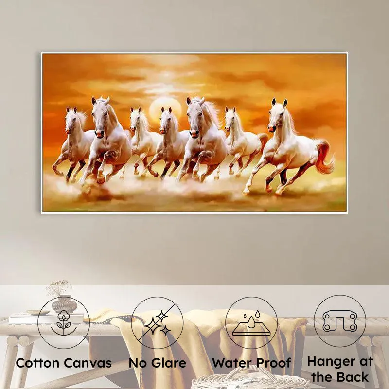 Sunset Stallion Seven Horses Canvas Wall Painting media 6