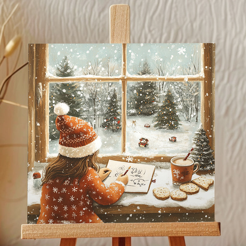 Cocoa & Snow Canvas Showpiece
