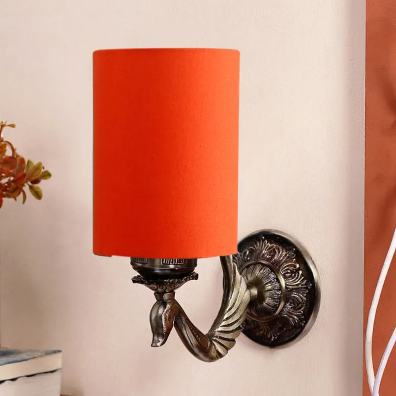 Amro Retro Cylindrical Fabric & Metal Wall Lamp - Orange media 3