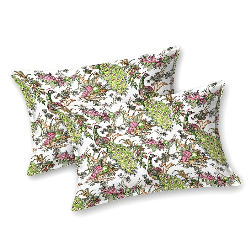 Vibrant Mor Floral Cotton Bedsheet (Green & Pink) - 160 TC media 7