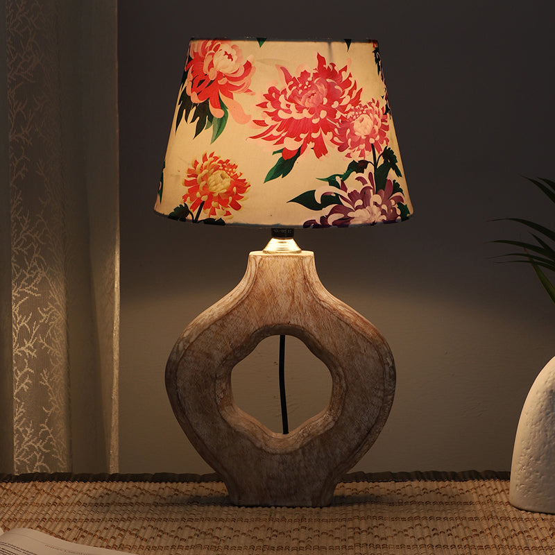 Miyabi Kian Printed Mango Wood Table Lamp - Multicolor