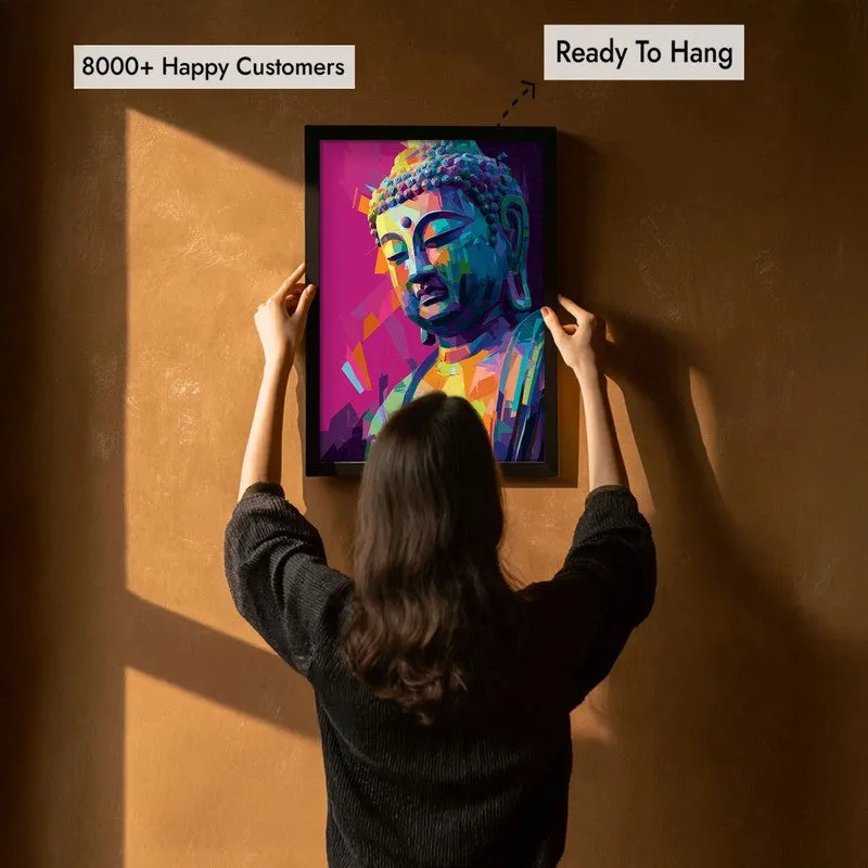 Awakened in Color Buddha Archival Paper Wall Painting With Black Frame media 7