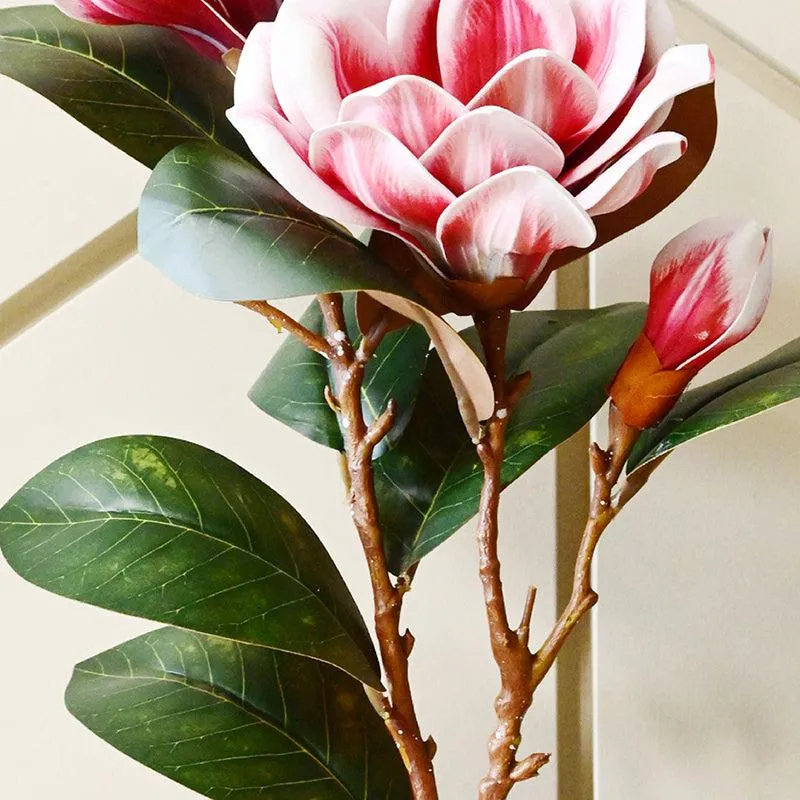 Artificial Magnolia Polyester Flower Stick - Pink media 3