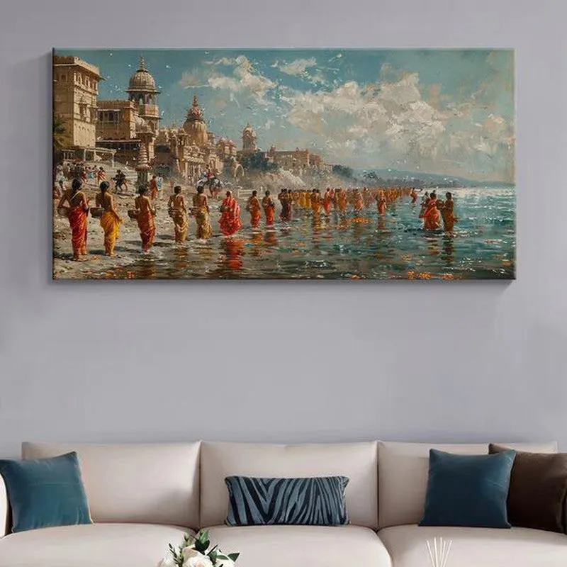 Indian Riverfront Poly Canvas Wall Painting media 1