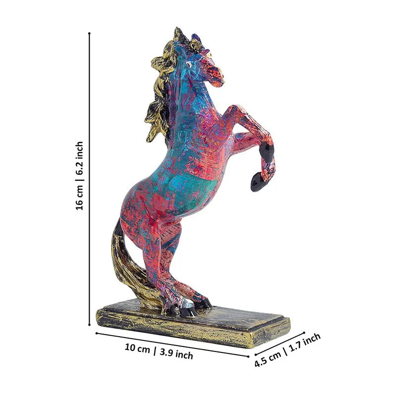Colorful Rearing Horse Showpiece- Blue,Pink media 9