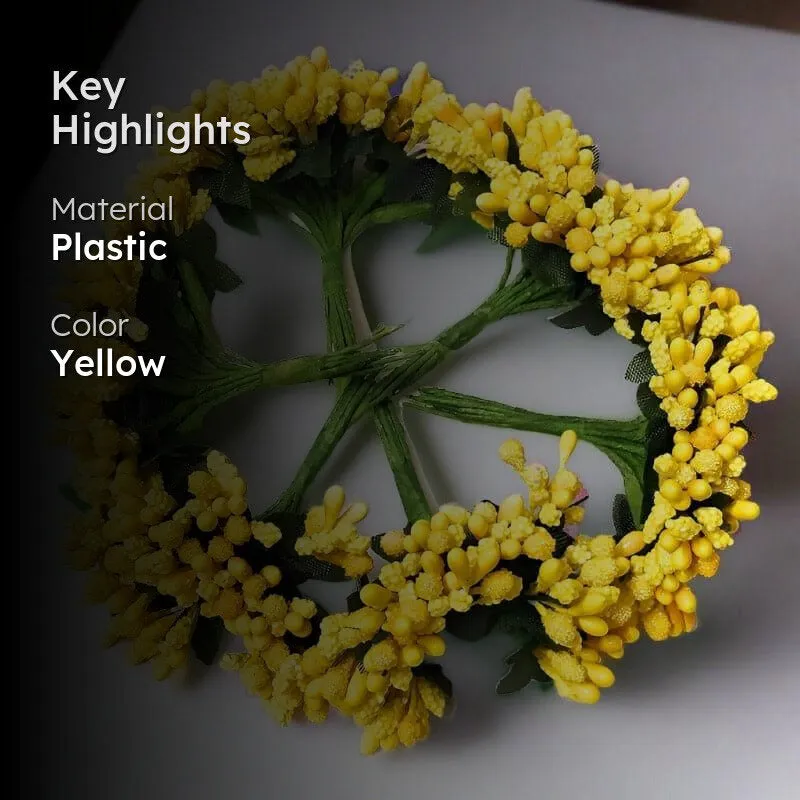 Faux Gypsophilia Flower Bunch (Yellow) - Set Of Twelve media 2