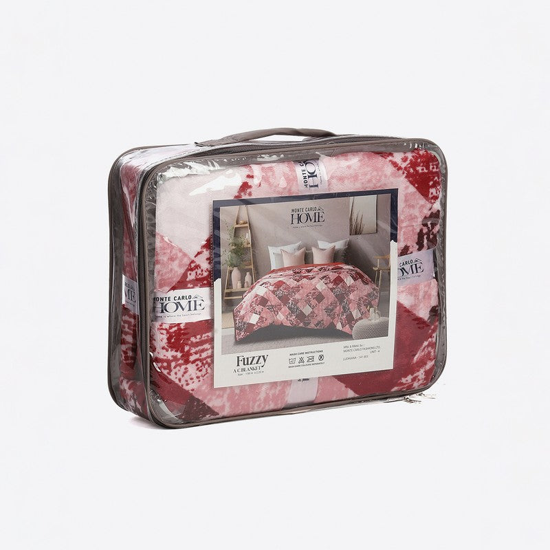 Monte Carlo Rosavera Geometric Print Polyester Blanket (Magenta) - 233 GSM media 7