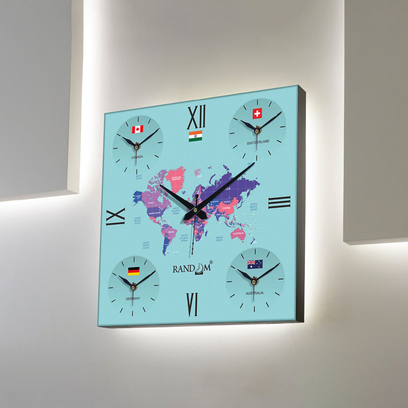 World Time Zone Wall Clock - Blue media 4