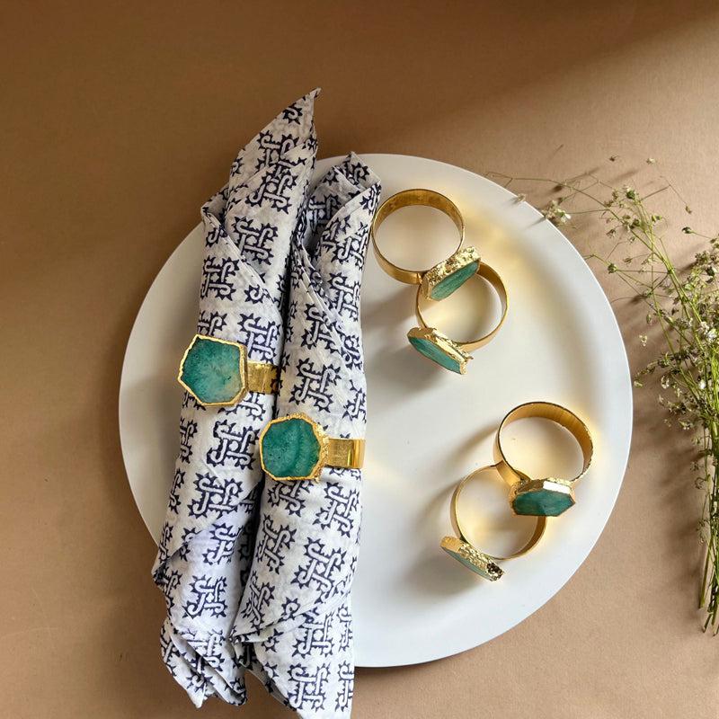 Suzzaine Handcrafted Agate Napkin Rings (Green) - Set Of Six media 3