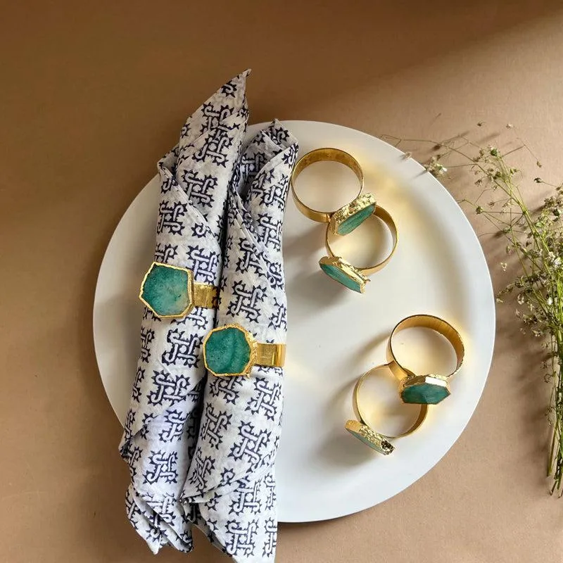 Suzzaine Handcrafted Agate Napkin Rings (Green) - Set Of Six media 3