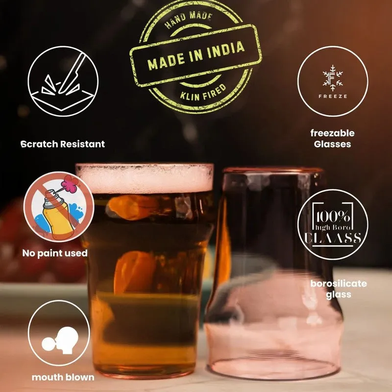 Golden Vintage Pint Drinking Glass(290 mL) - Set Of Two media 4