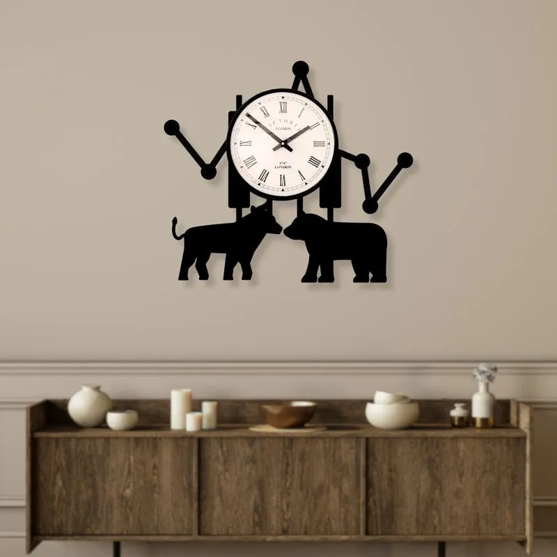 Animals Steel Analog Wall Clock - Black media 3