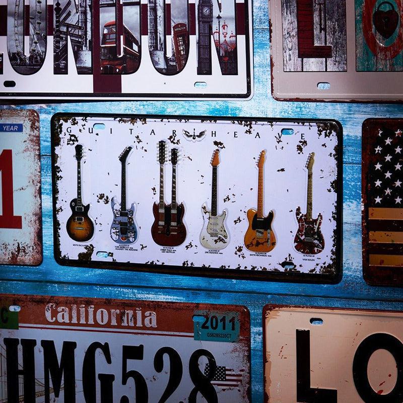 Weathered Guitar Retro Metal Wall Accent