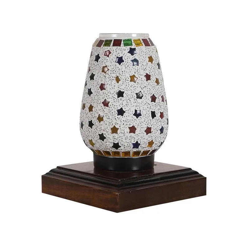 Speckra Glass Table Lamp With Wooden Base - Multicolor media 5