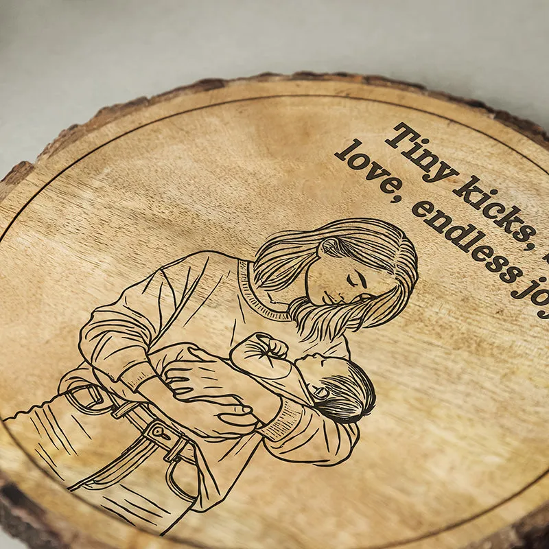 Tiny Kicks, Big Love Wood Showpiece - Round media 4