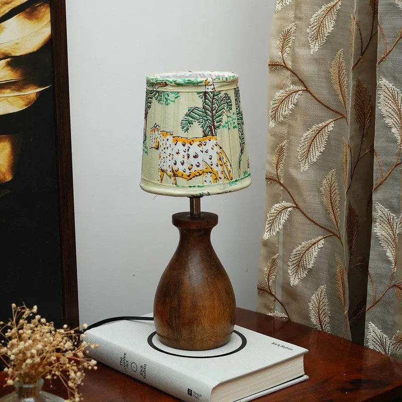 Mossleaf Wooden Base Cotton Table Lamp - Green,Brown media 3