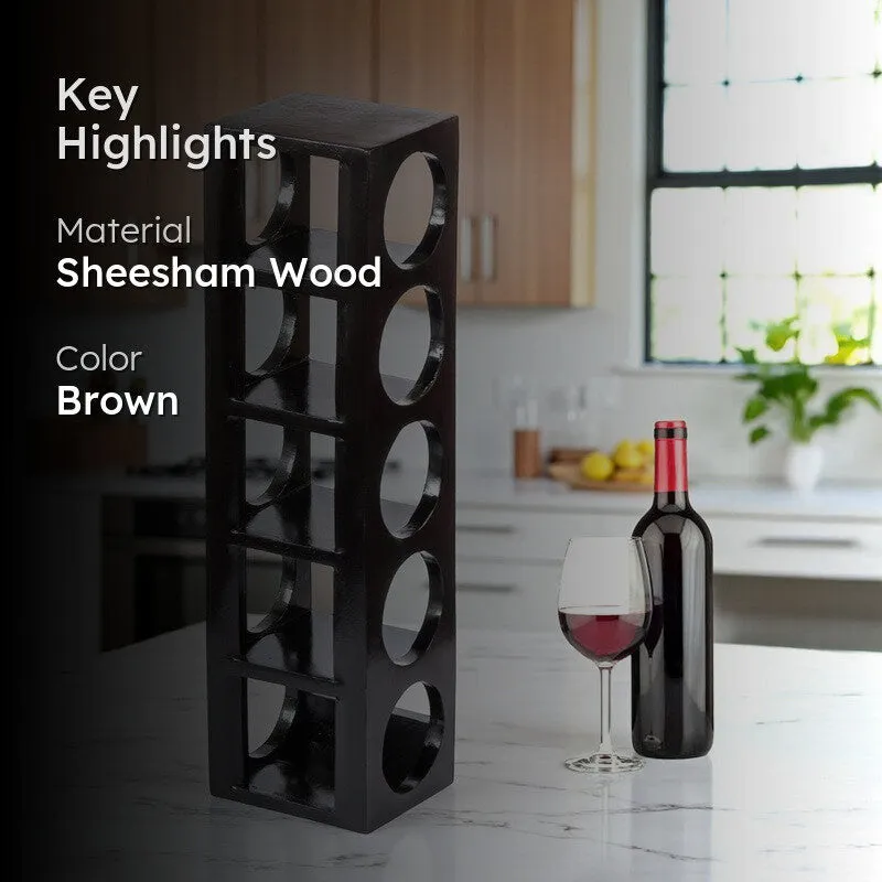 Zverox Sheesham Wooden Wine Rack - Black media 2