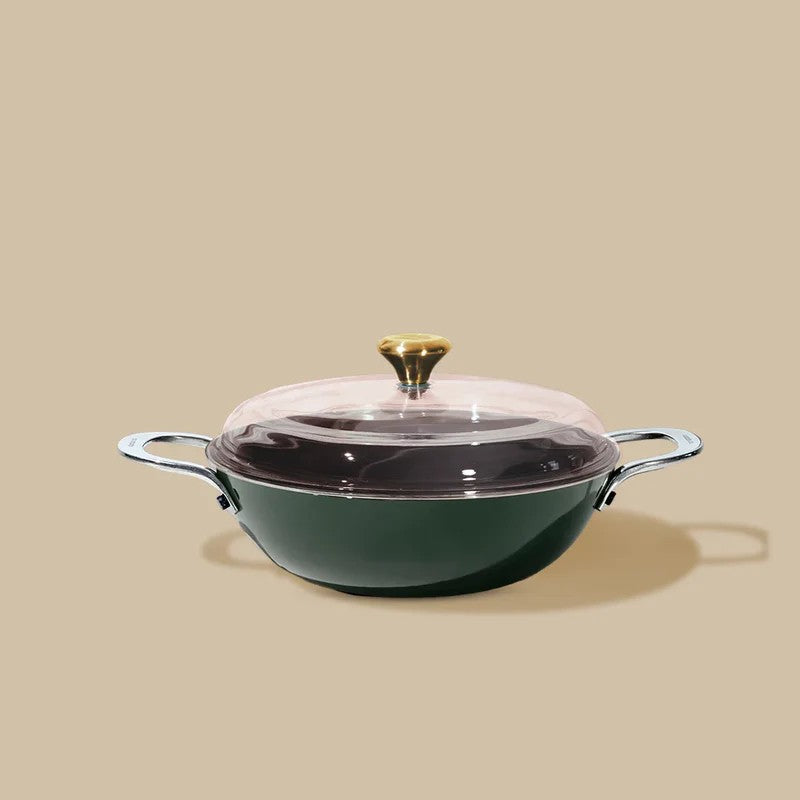 Cumin Co Enamel Cast Iron Kadhai (3000 mL) - Green media 3