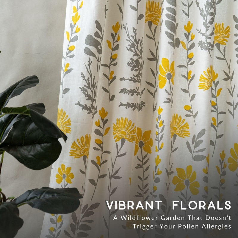 Tranquebar Home Garden Grace Cotton Curtains(Yellow) - Set Of Two media 5